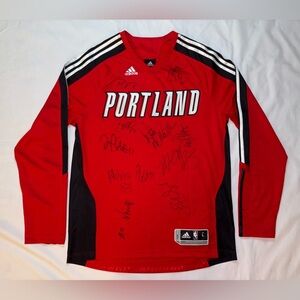 NBA Portland Trailblazers Size L Adidas Red Signed Multiple Signature Jersey